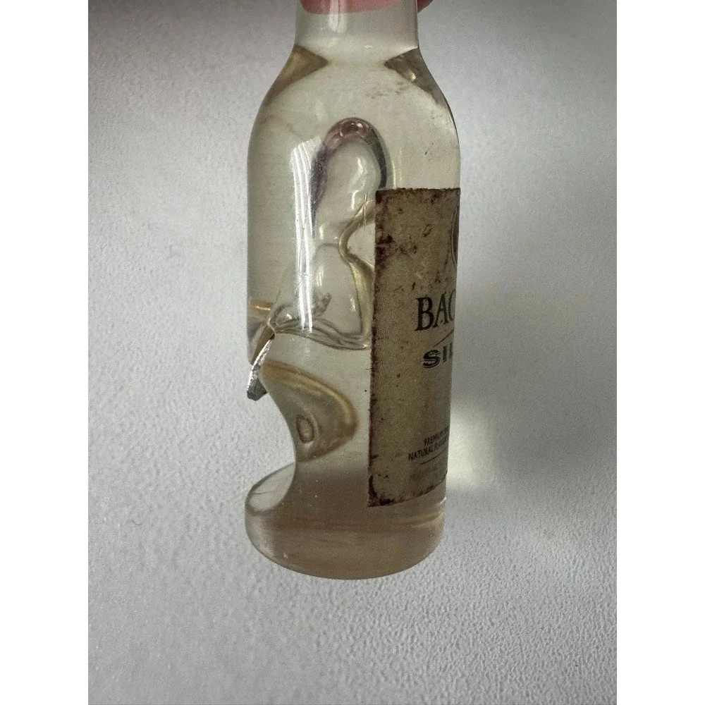 Bacardi Silver Miniature Bottle Keychain Clear Alcohol Promo Bottle Opener‎